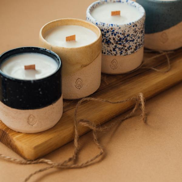 Set artesanal de velas cerámicas - 4 uds.